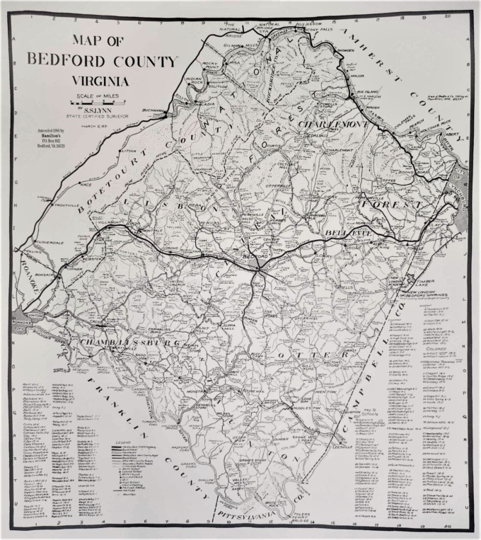 1931 S. S. Lynn Map of Bedford County 22x19in Square