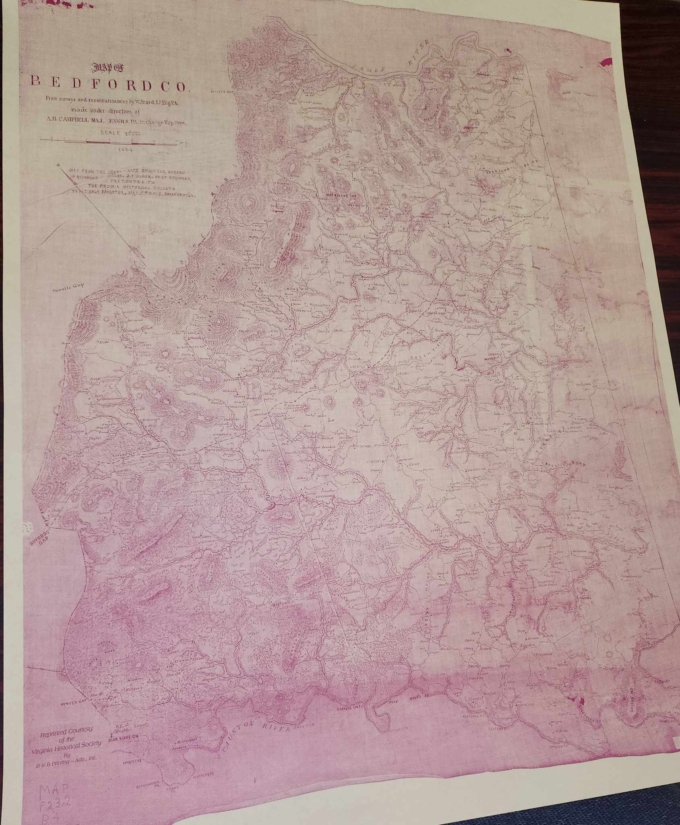 1864 Bedford Civil War Map 23x30in (Pink)